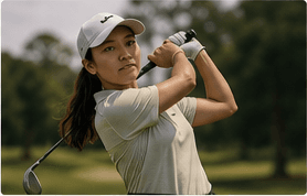 Golfer completing a full swing on the course