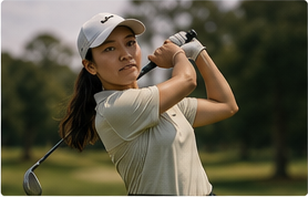 Golfer completing a full swing on the course